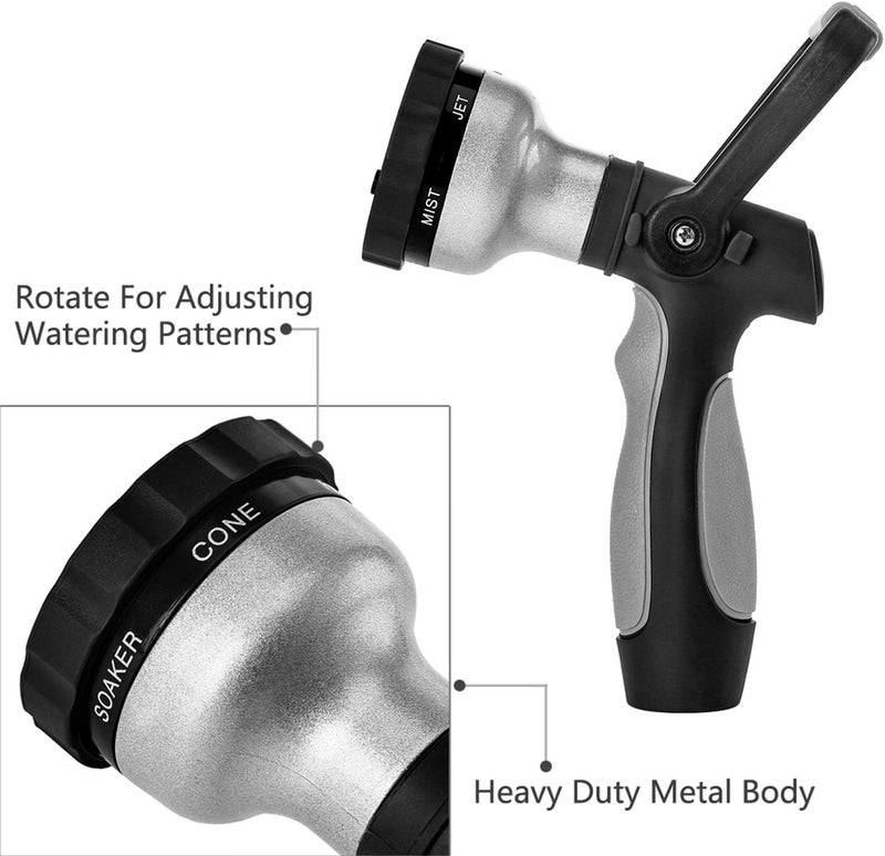 GREEN MOUNT New Patent Garden Hose Nozzle, Heavy Duty Water Nozzle, High Pressure Fireman Style Nozzle with Ergonomic Handle to Water Lawn and Garden, Black - Image 4